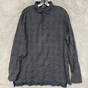 VTG Polo Ralph Lauren Shirt‎ Men's Size L Blue Rugby Blue Pony Check Long Sleeve